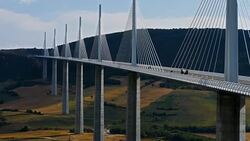 The Millau Viaduct, Aveyron, France Stock Footage