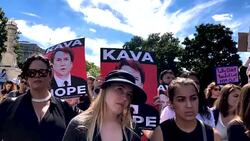 Protesters Demonstrate Against President Trump's Supreme Court Nominee Brett Kavanaugh At The Supreme Court Stock Footage