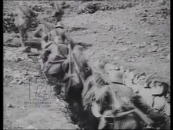 Allied and German troops go over the top, battle scenes, WWI, view over Paris Stock Footage