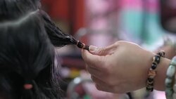 Haircut little girl Stock Footage