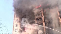 Fire breaks out at Kyiv apartment after Russian shelling News Clip