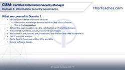 CISM Certification Domain 1: Information Security Governance Video Boot Camp 2019 - CISM Domain 1 - What we covered Instructional Video
