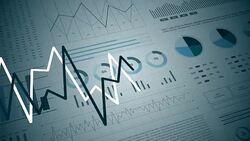 Statistics, financial market data, analysis and reports, numbers and graphs. Stock Footage