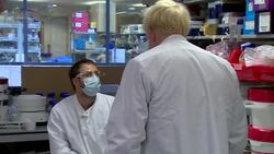 Boris Johnson visiting Oxford vaccine research lab News Clip