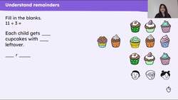 Divide a 2-digit by a 1-digit number using representations with exchanging and remainders Instructional Video