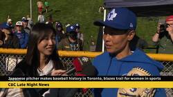 Ayami Sato makes history as 1st woman to join professional men's baseball league in Canada News Clip