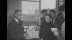 Former Commanding officer of Dien Bien Phu Brig. Gen. Christian de Castries returns to France and is interviewed by press News Clip