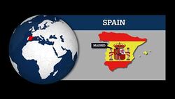Earth Sphere Map and Spain Country Map with National Flag Stock Footage
