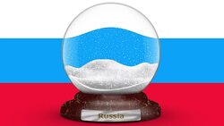 Flag of Russia on snow globe Stock Footage