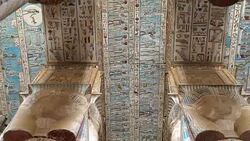 Interior of Dendera temple or Temple of Hathor. Egypt. Dendera, Denderah, is a small town in Egypt. Dendera Temple complex, one of the best-preserved temple sites from ancient Upper Egypt. Stock Footage