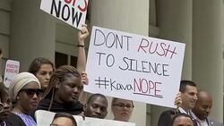 “Say No to Kavanaugh” – Protesters demand congress vote No to Kavanaugh - NYC Stock Footage