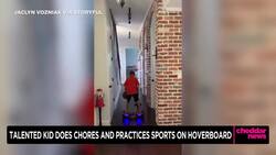 In Case You Missed It: Kid Uses Hoverboard to Help With Chores News Clip