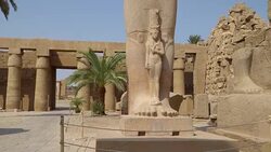 Karnak Temple in Luxor, Egypt. The Karnak Temple Complex, commonly known as Karnak, comprises a vast mix of decayed temples, chapels, pylons, and other buildings in Egypt. Stock Footage