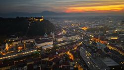 Slovenia’s Historic Ljubljana Unveiled in Stunning Drone Footage Stock Footage