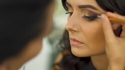 Beautiful young girl in a beauty salon Stock Footage