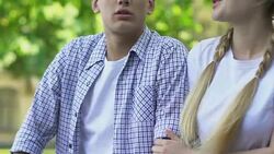 Nervous teens talking, lack of knowledge about relations with opposite sex Stock Footage