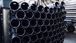 Metal pipes. Warehouse for finished products. Stock Footage