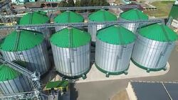 Flight over a modern granary. Stock Footage