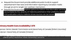 Liberal policy resolution targeting disinformation raises censorship concerns News Clip