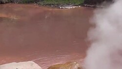 Hot spring in Beppu Oita, Japan (Geothermal Spa) Stock Footage