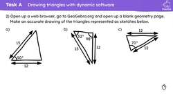 Constructing a triangle given two side lengths and the angle between them using a compass Instructional Video