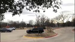 CLEAN : Media gather near Texas synagogue hostage standoff News Clip