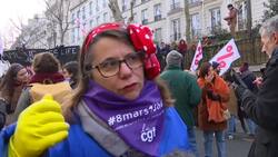 Women in Paris protest over pension reform Instructional Video