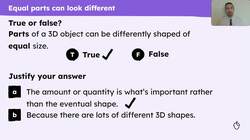 Identify equal parts in a whole when they do not look the same in 3D contexts Instructional Video