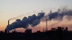 Pipes and smoke of an industrial enterprise Stock Footage