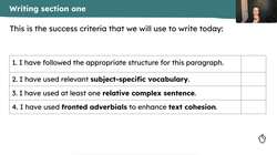 Planning and writing the first section of an essay about the Windrush Instructional Video