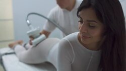 Beautiful girl in massage salon Stock Footage