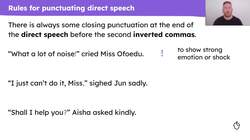 Speech first: inverted commas and punctuation rules Instructional Video