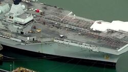 Aerials of HMS Prince of wales aircraft carrier News Clip