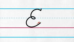 Uppercase cursive letter E Instructional Video