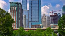 Nature. Bridge. Business downtown. Concept view Stock Footage