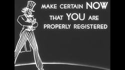 1952 US public service announcement encourages voter registration News Clip