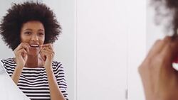 Flossing is important for the health of your teeth Stock Footage