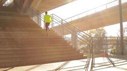 Jogging on a big bridge. Stock Footage
