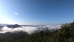 sun over mountain mist in sunrise, mist on sunrise Stock Footage