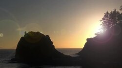 Sunset Sky Above the Sea Stack Islands on the Oregon Coast Stock Footage