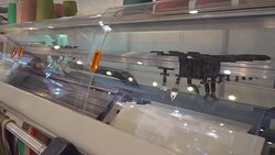 Manufacture of knitwear, modern flat Knitting Machine Stock Footage