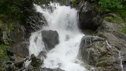 View waterfall scenes in mountains, national park Dombai, Caucasus, Russia Stock Footage