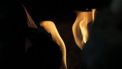 The orange flame in the charcoal stove. Stock Footage