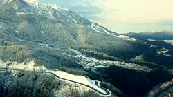 top down view if the mountain valley above the clouds Stock Footage