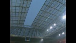 Shots of the Geldrome Stadium stands and pitch News Clip