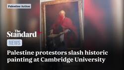 Pro Palestine group destroy historic painting of Lord Balfour at Cambridge University News Clip