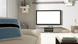 Couch and TV With Flag of Botswana Stock Footage