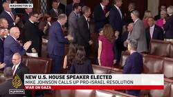 Newly elected US House Speaker Mike Johnson says first bill he will introduce will support Israel News Clip