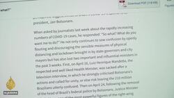 Bolsonaro called biggest threat to Brazil's coronavirus response News Clip