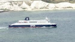 DFDS ferry sailing out of the Port of Dover News Clip